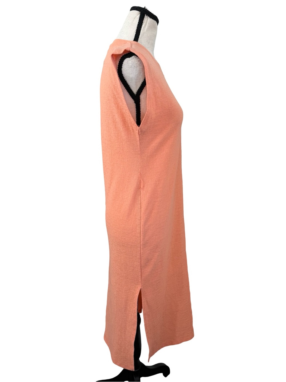 Every Sleeveless Midi Sweater Dress Peach Side Slit Textured Knit Size Small - Picture 5 of 7